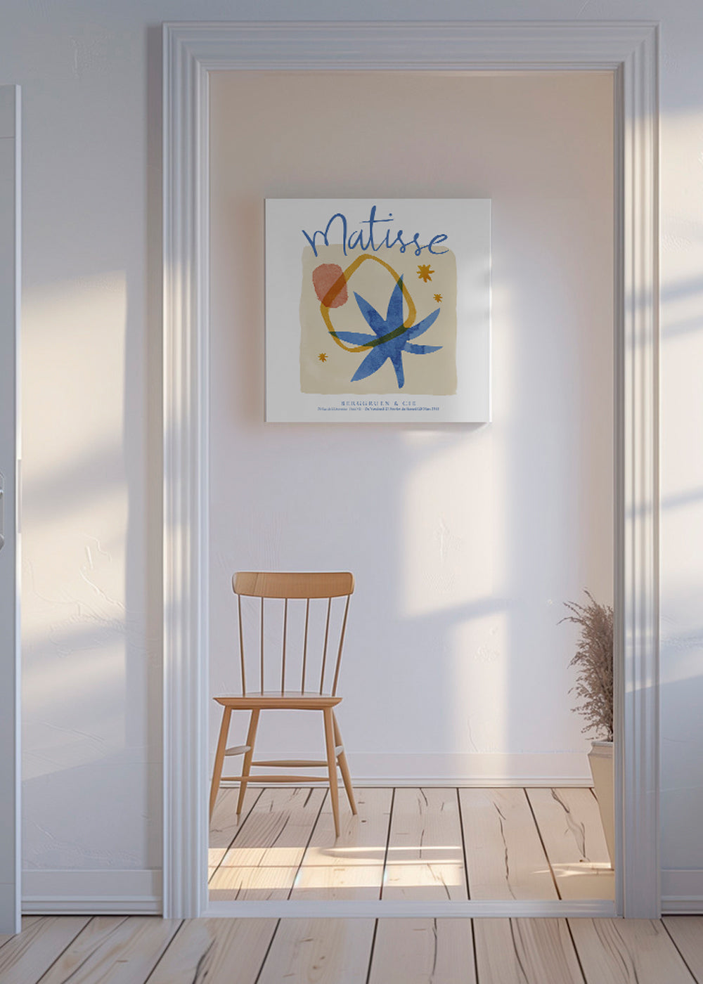 Botanisk affisch i Matisse-stil i blått och guld