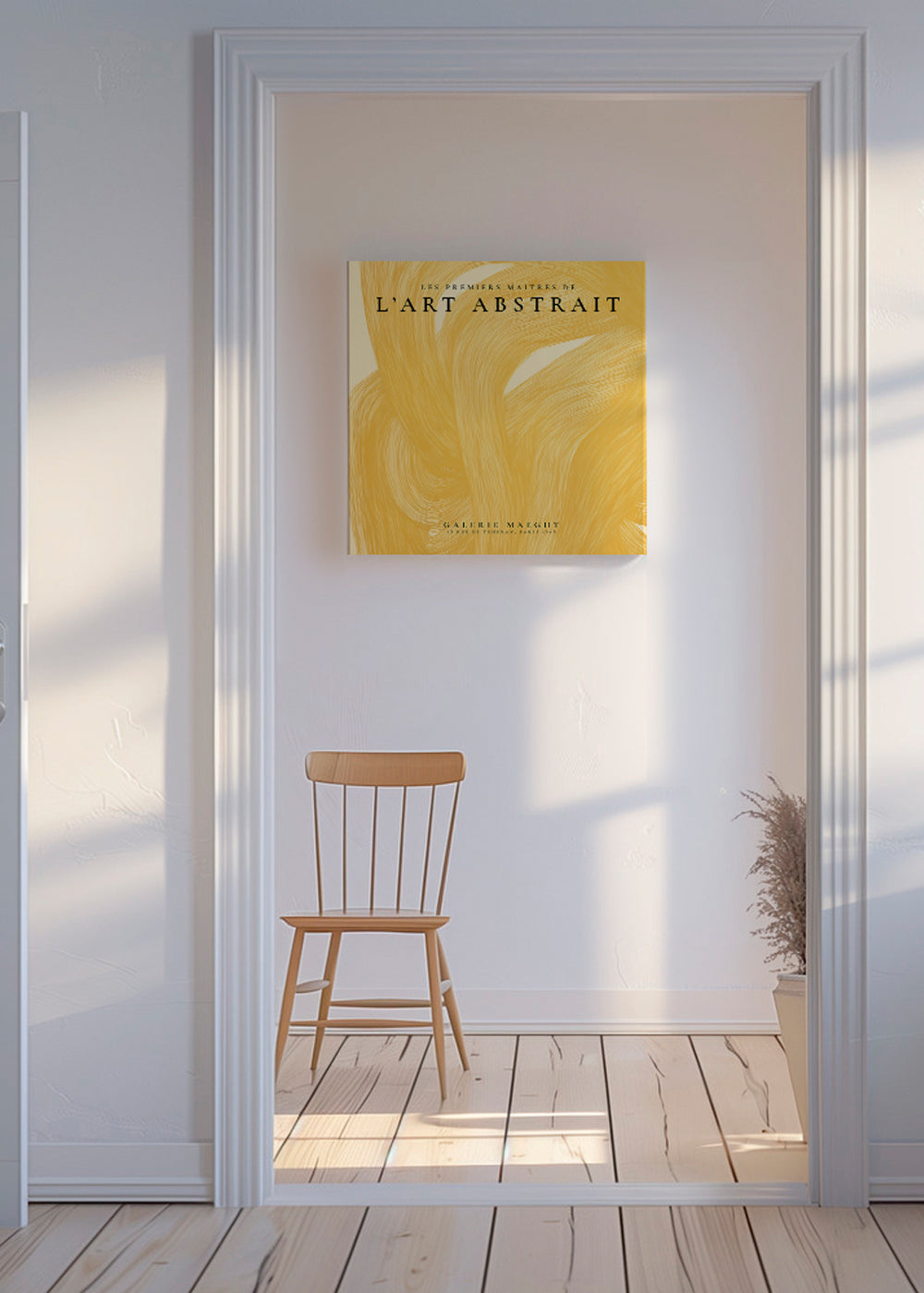 Abstrakt konst med gyllene penseldrag