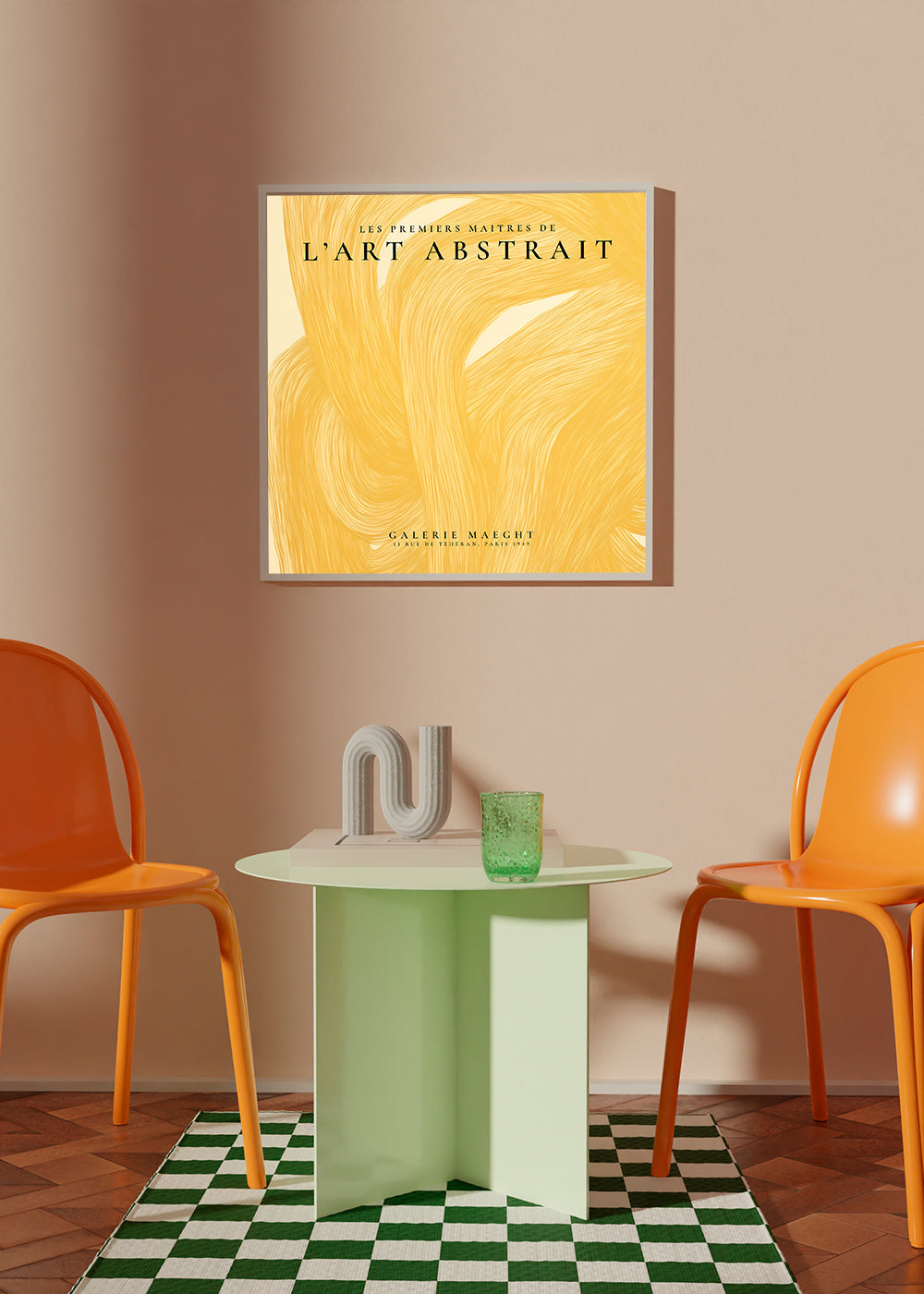 Abstrakt konst med gyllene penseldrag