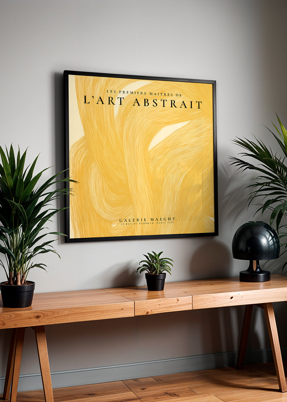 Abstrakt konst med gyllene penseldrag