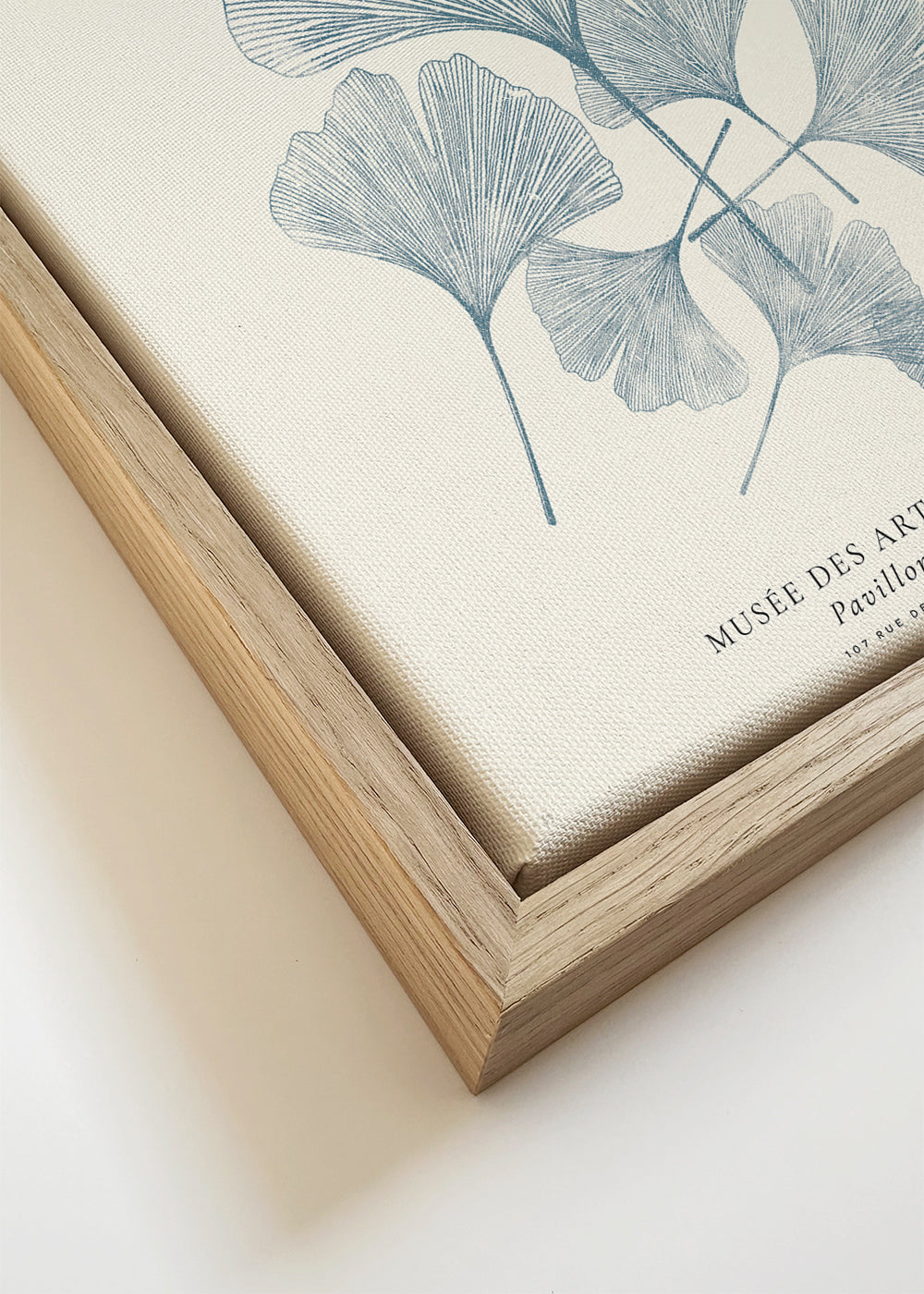 Botanisk print Ginkgo linotryck i blått