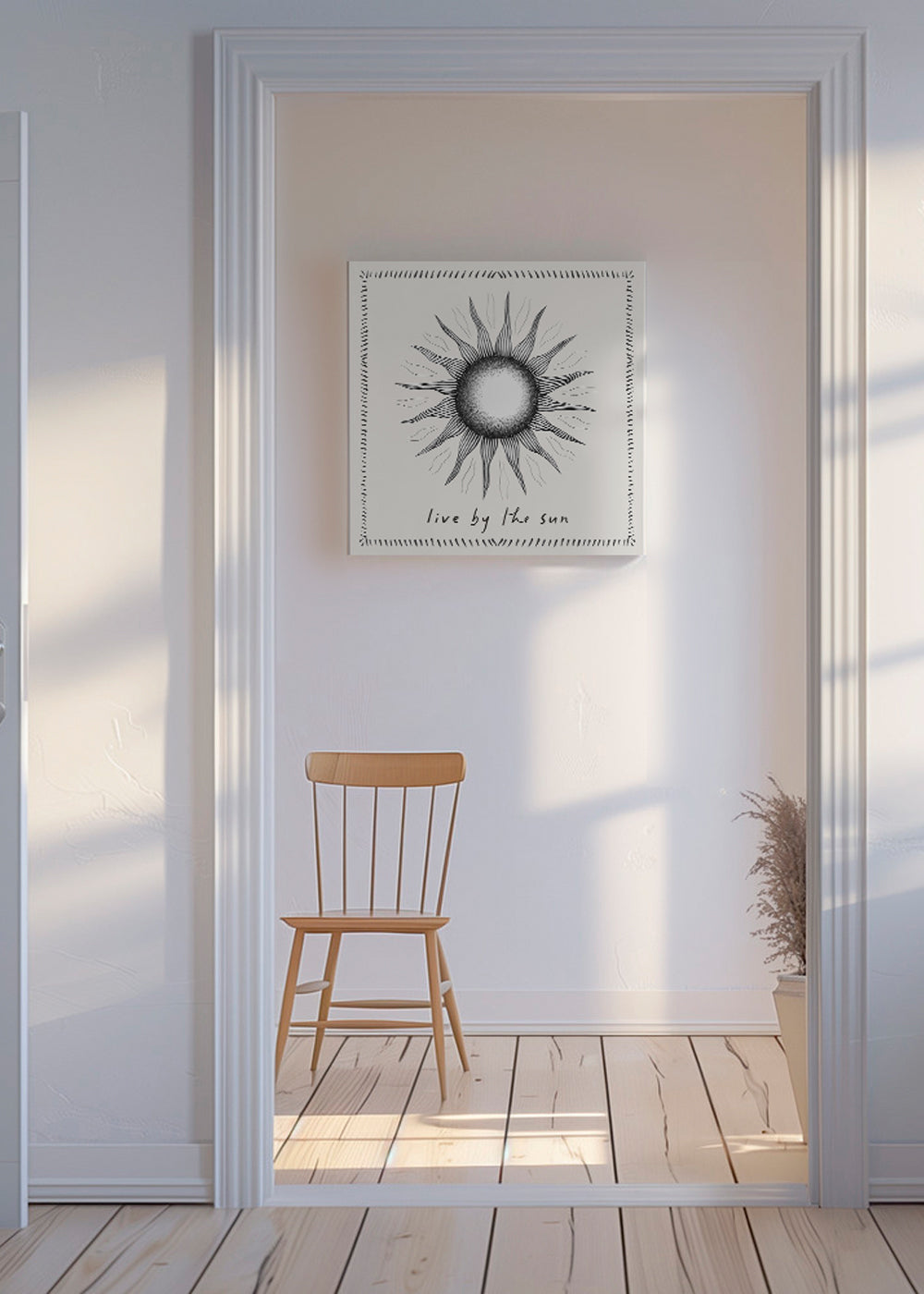 Sol-linjeteckning med text