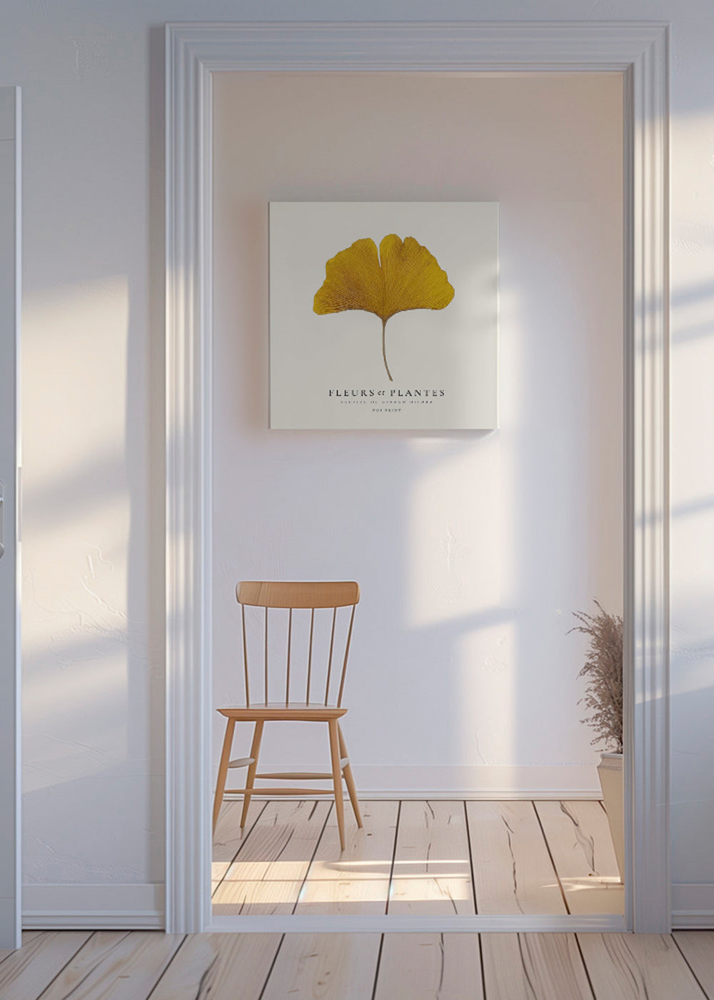 Botanisk poster ginkgo blad gult