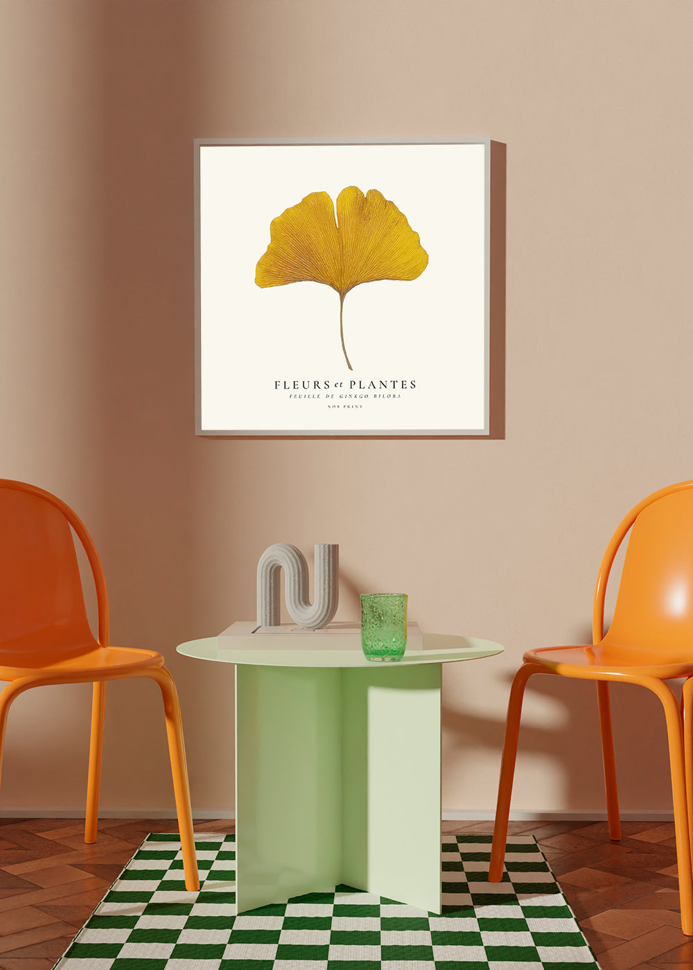 Botanisk poster ginkgo blad gult