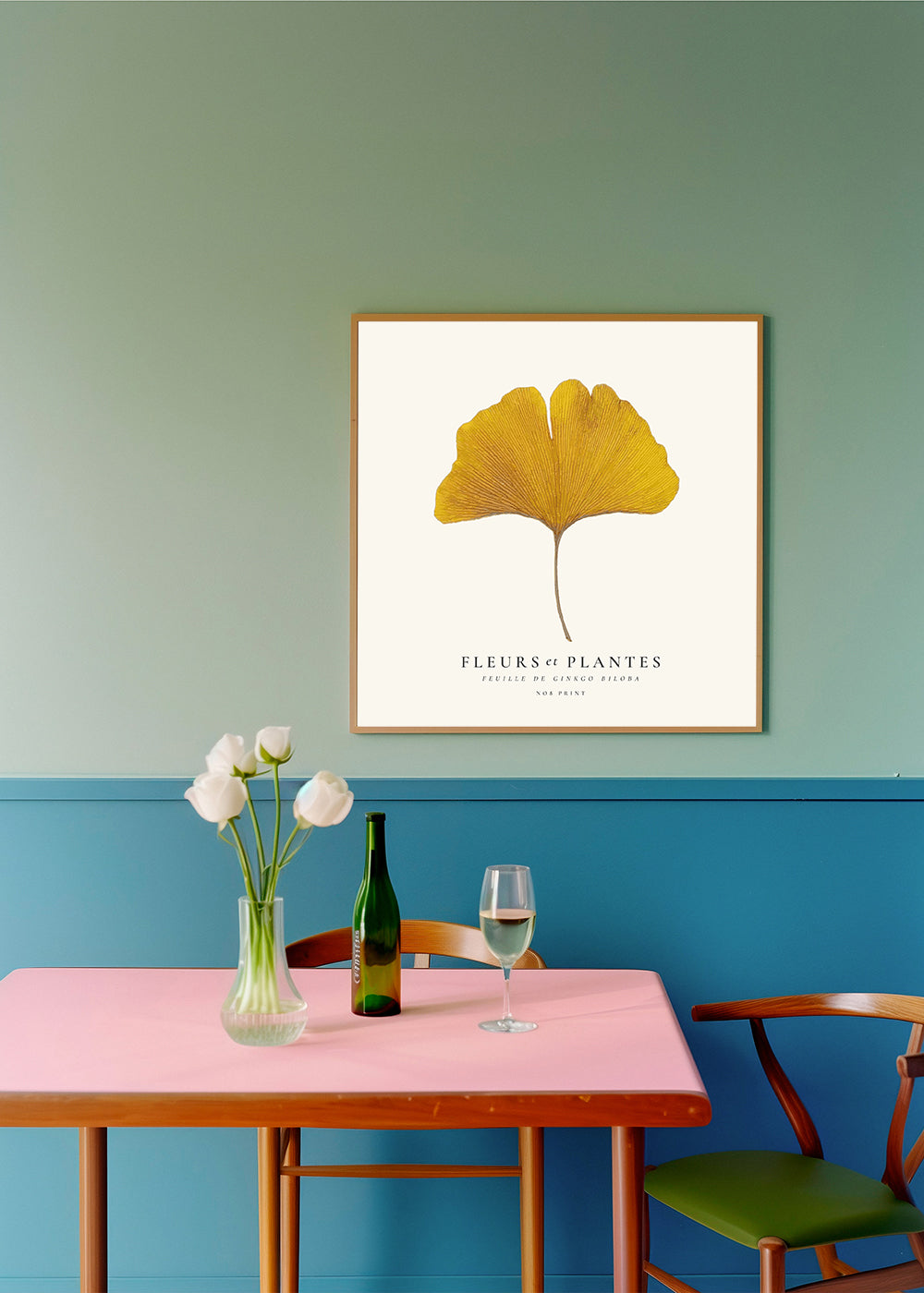 Botanisk poster ginkgo blad gult