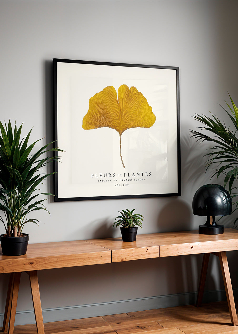 Botanisk poster ginkgo blad gult