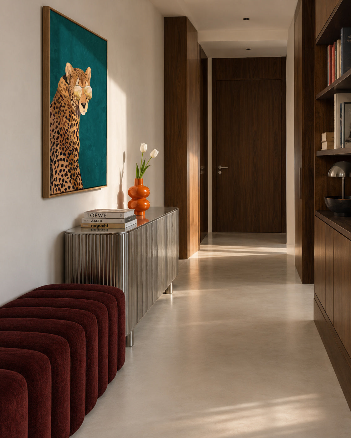 Movie star Cheetah gold and green - Framed canvas in an interior