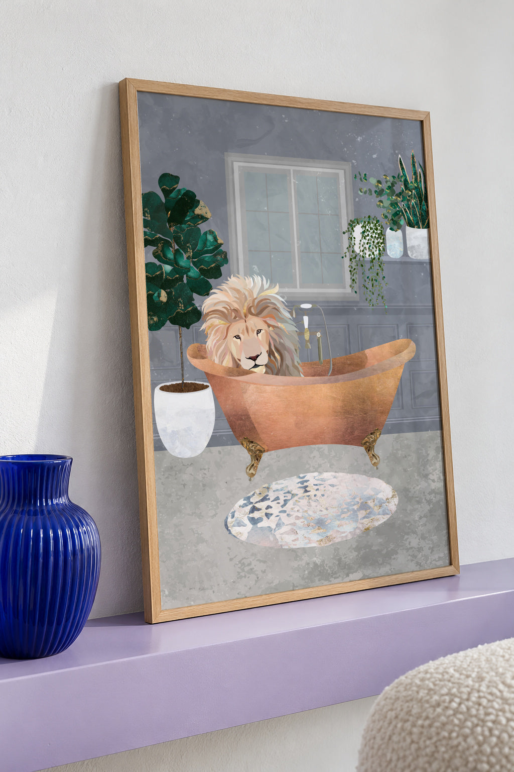 Lux Lion in the copper bath - Framed poster detail