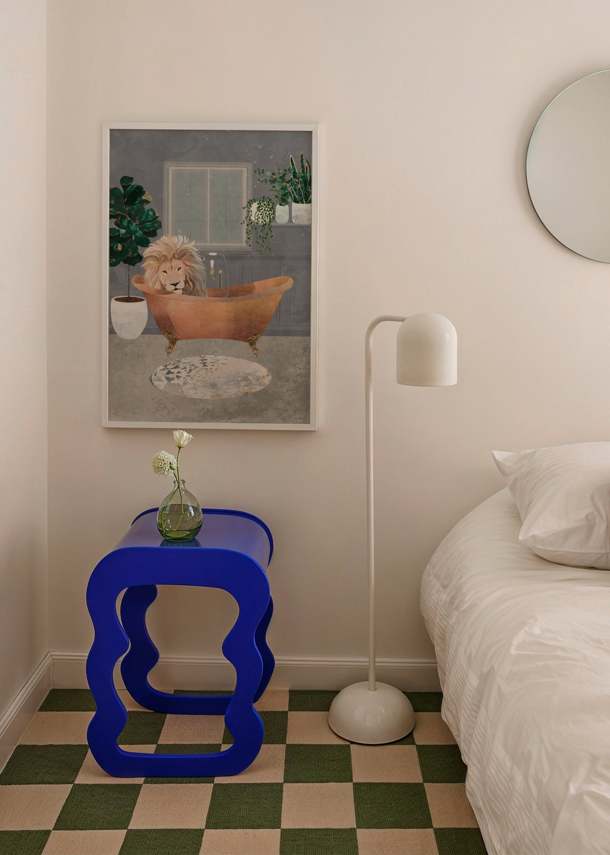 Lux Lion in the copper bath - Framed poster in an interior