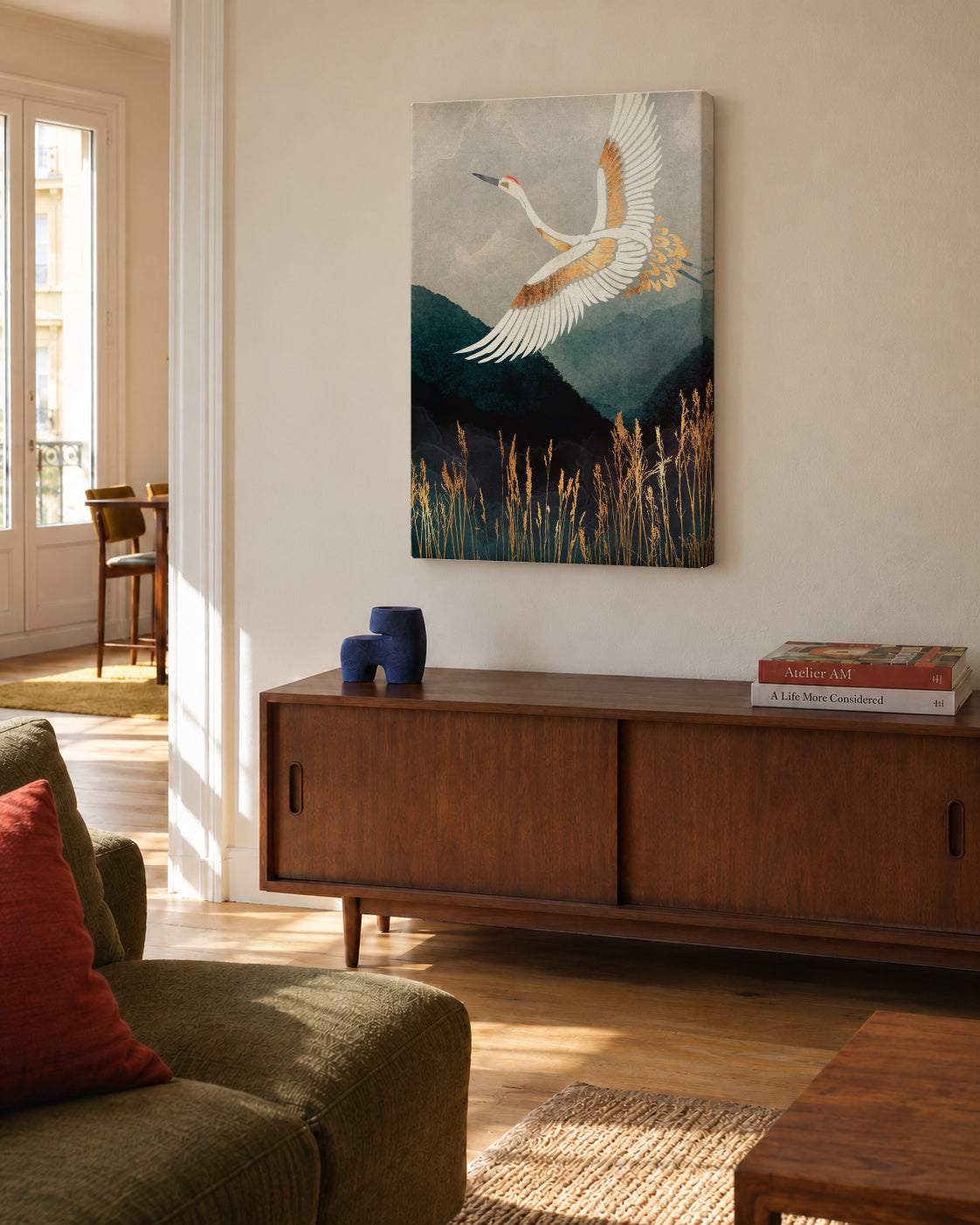 Elegant Flight - Unframed canvas in an interior