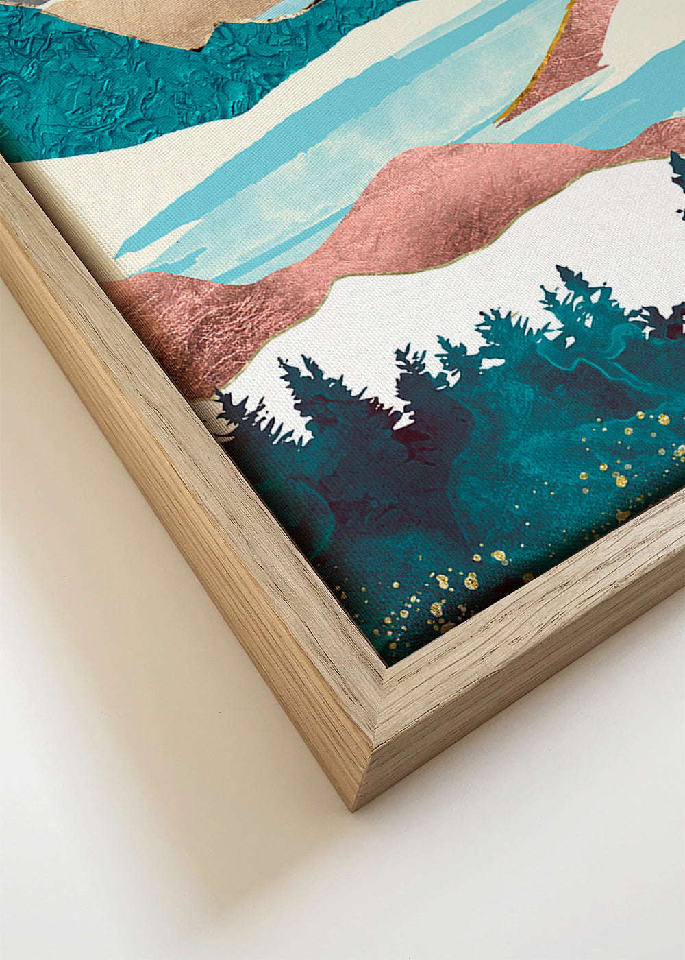 Landskapskonst: sjö i soluppgång illustration