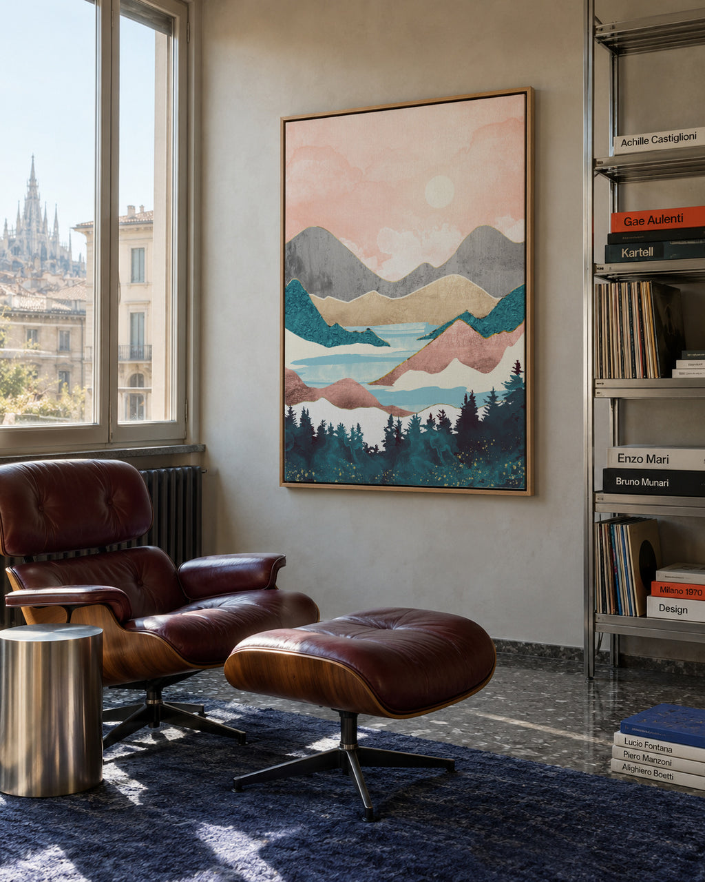 Lake Sunrise - Framed canvas in an interior