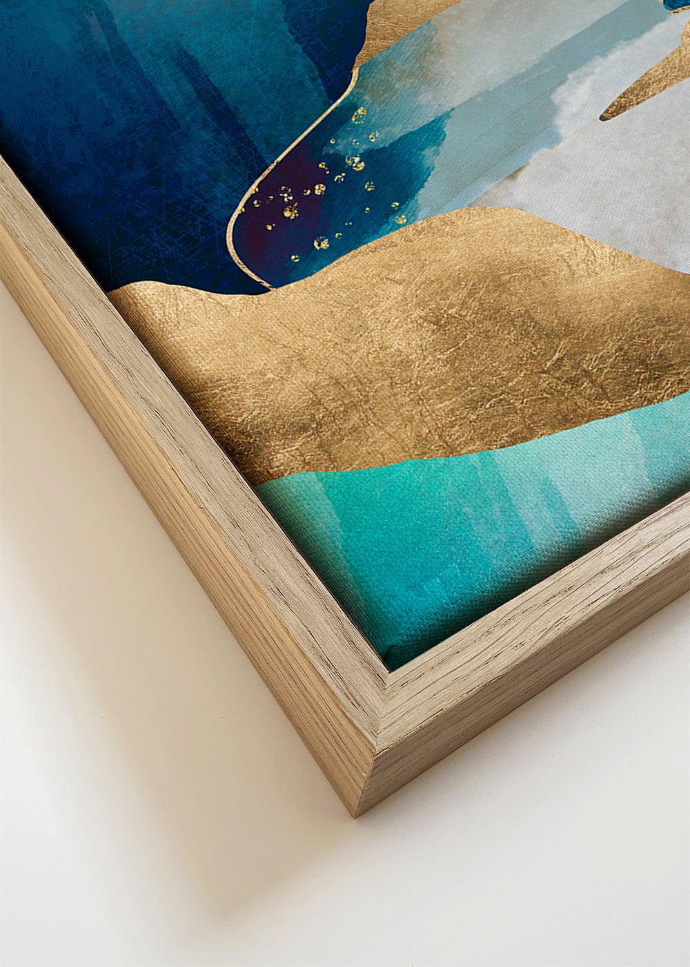 Landskapskonst: månupplyst dal i blått och guld