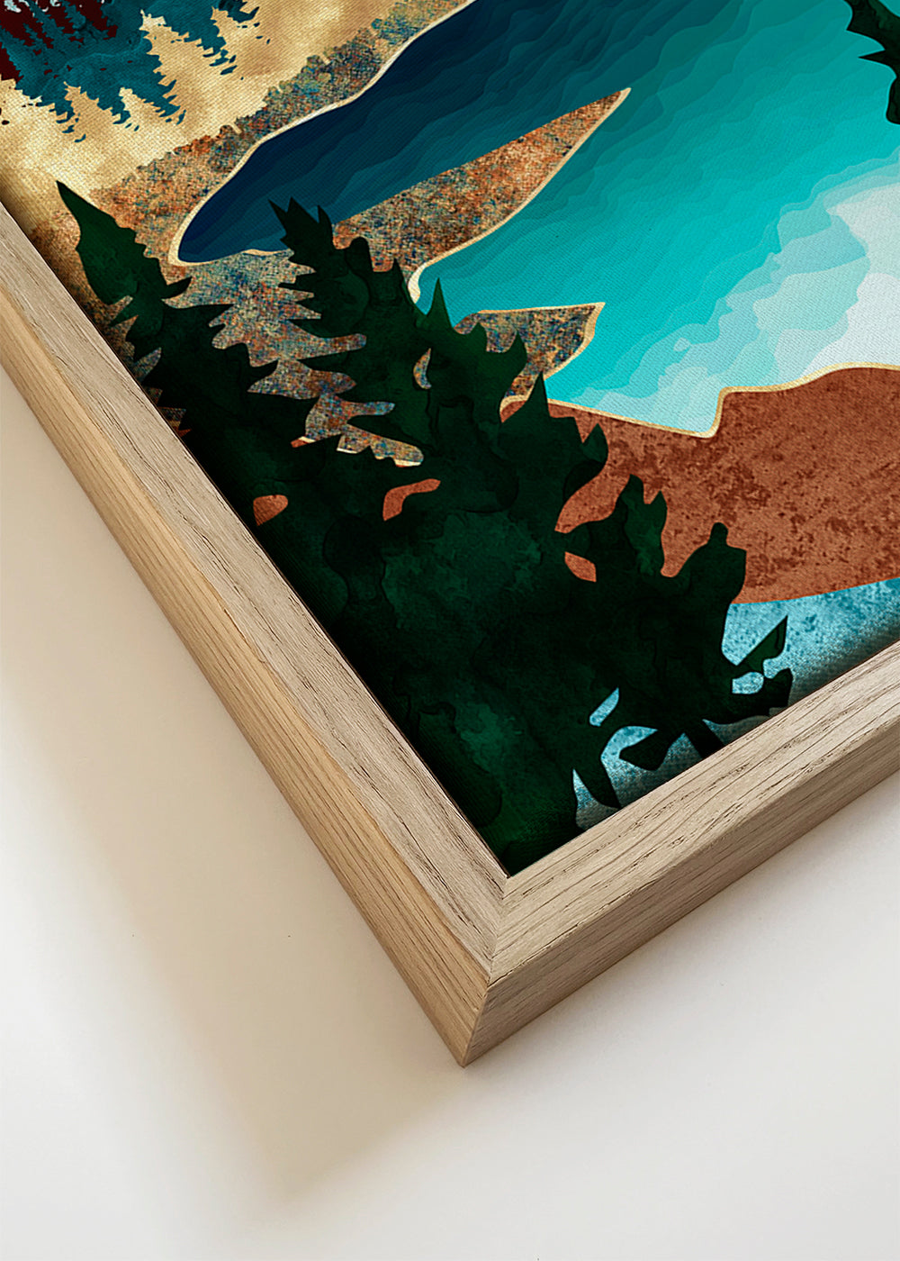 Landskapstryck: sjö mellan berg illustration