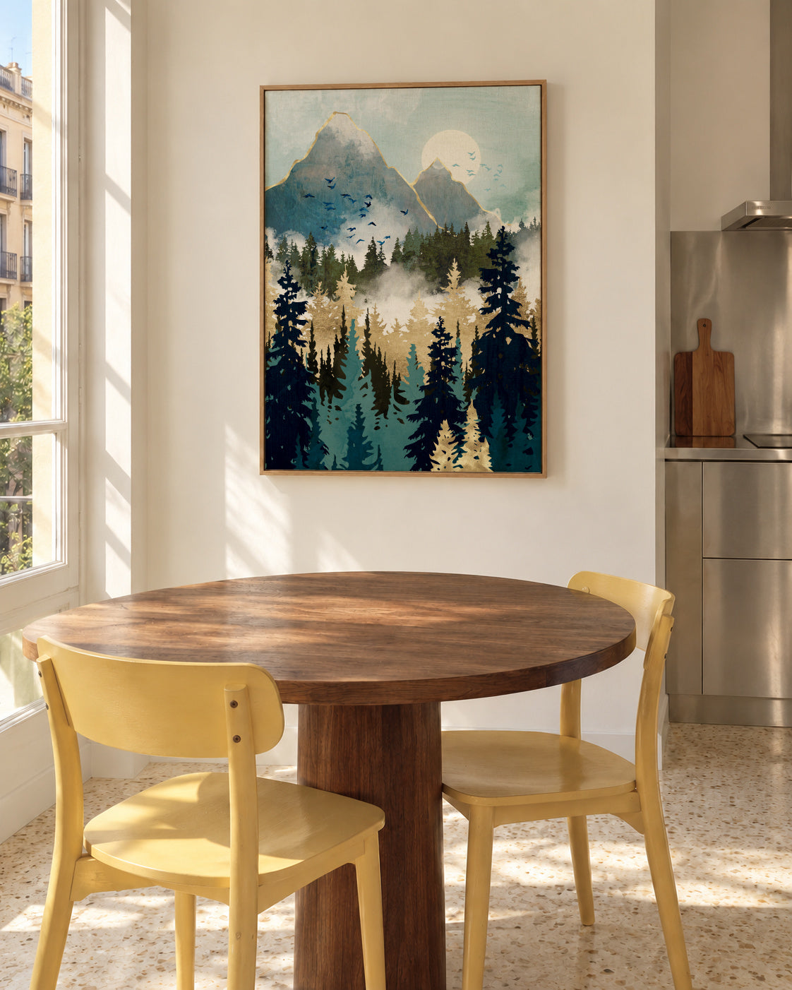 Misty Pines - Framed canvas in an interior