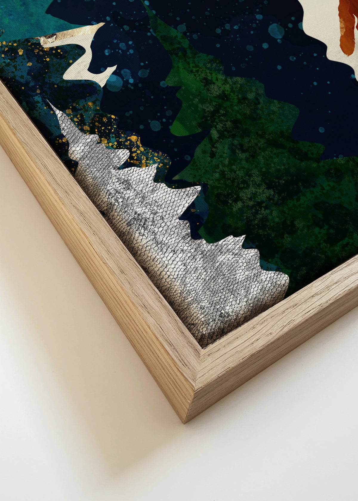 Amber Fox - Framed canvas detail