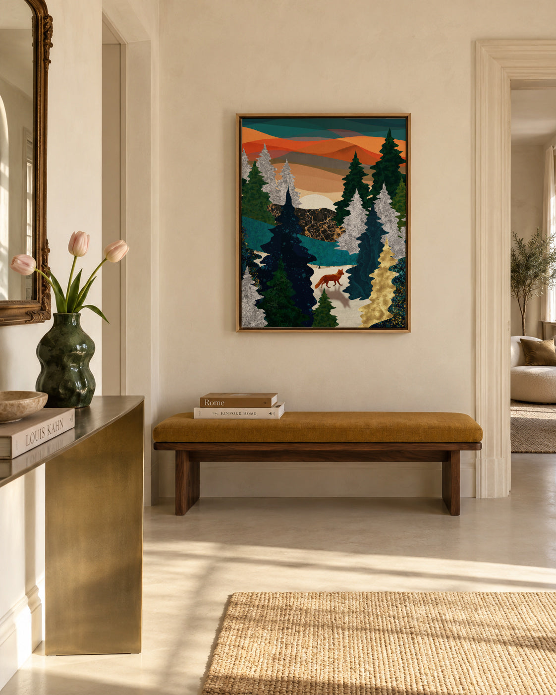 Amber Fox - Framed canvas in an interior