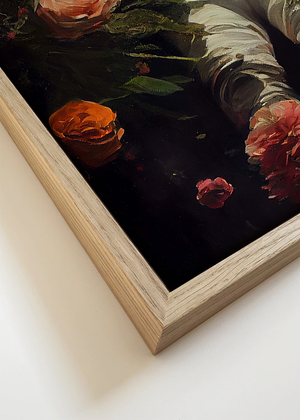 Botanisk poster: astronaut bland blommor