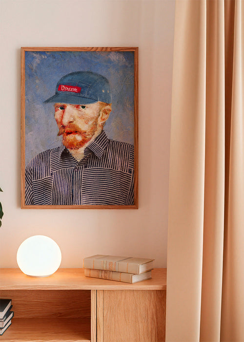 Illustration av Vincent med modern keps