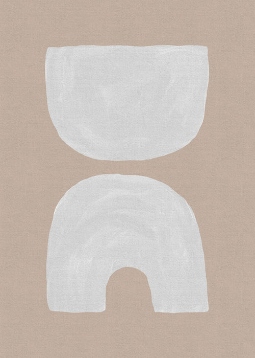 Minimalistiska vita former på beige bakgrund