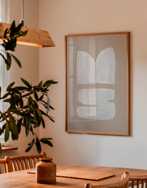 Abstrakt målning vit penseldrag på beige
