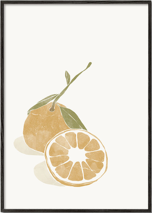 Kökskonst med minimalistisk apelsillustration