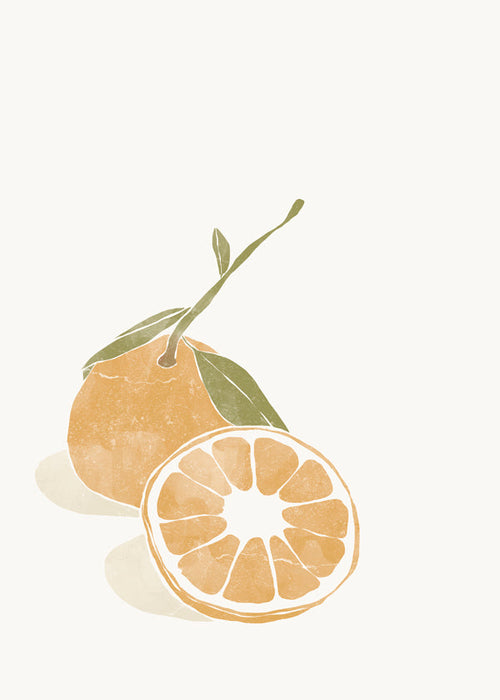 Kökskonst med minimalistisk apelsillustration