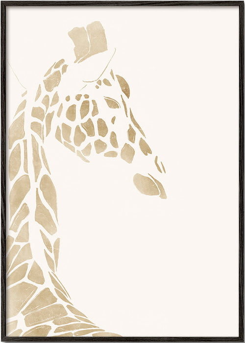 Giraff beige profil poster – Black Frame