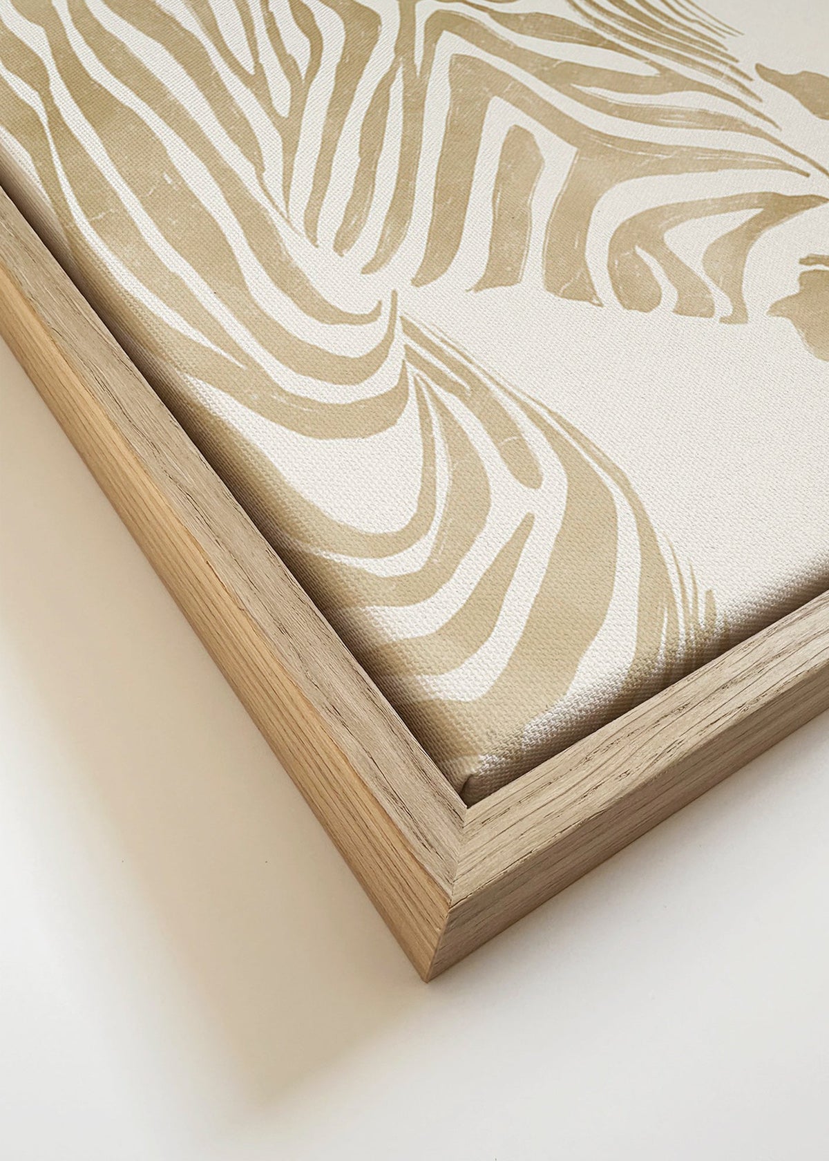 Zebra konst beige minimalistisk – Canvas detail