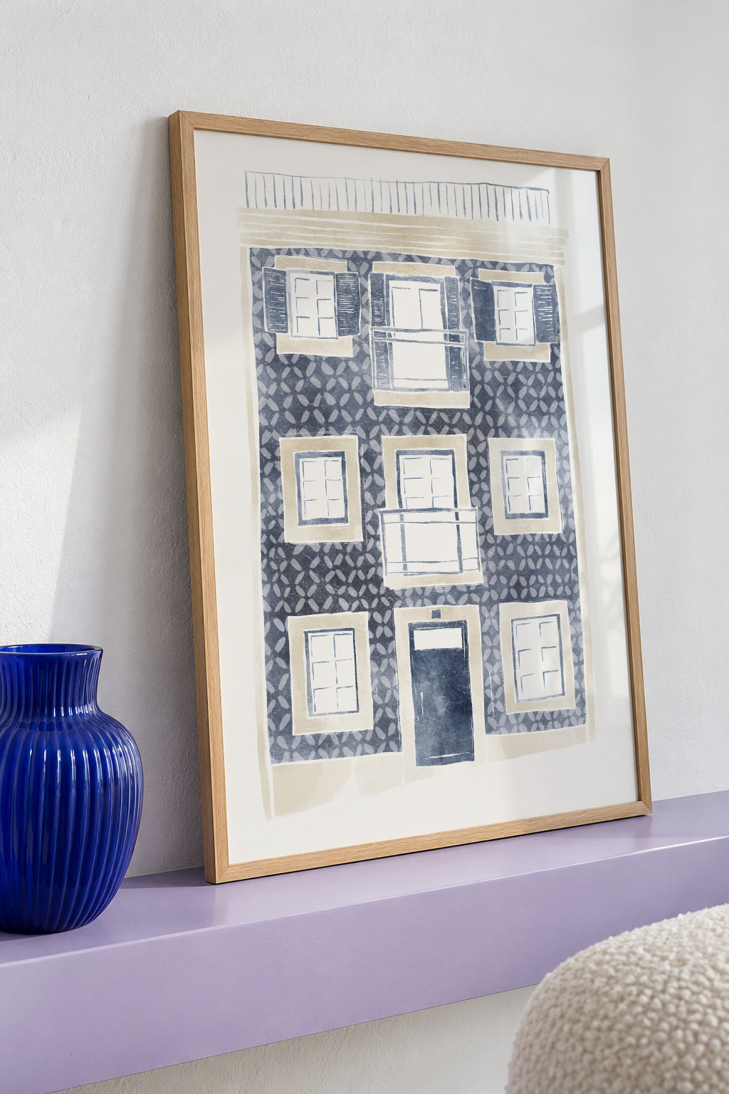 Blue Portuguese Building - Framed poster detail