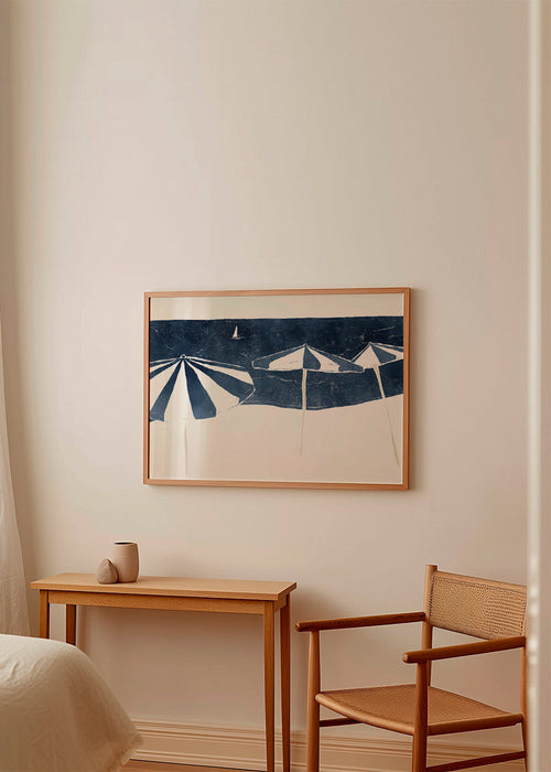 Landskapskonst med minimalistiska strandparasoller – Product1
