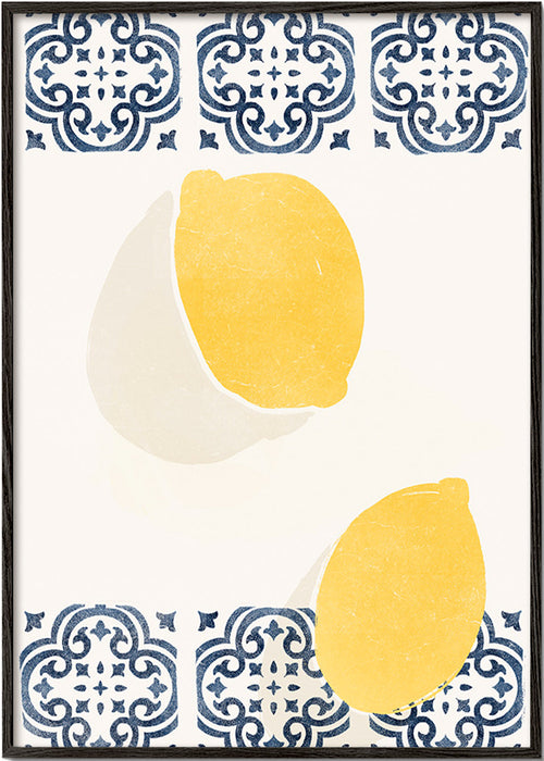 Kökskonst med citroner och dekorativa kakel – Black Frame