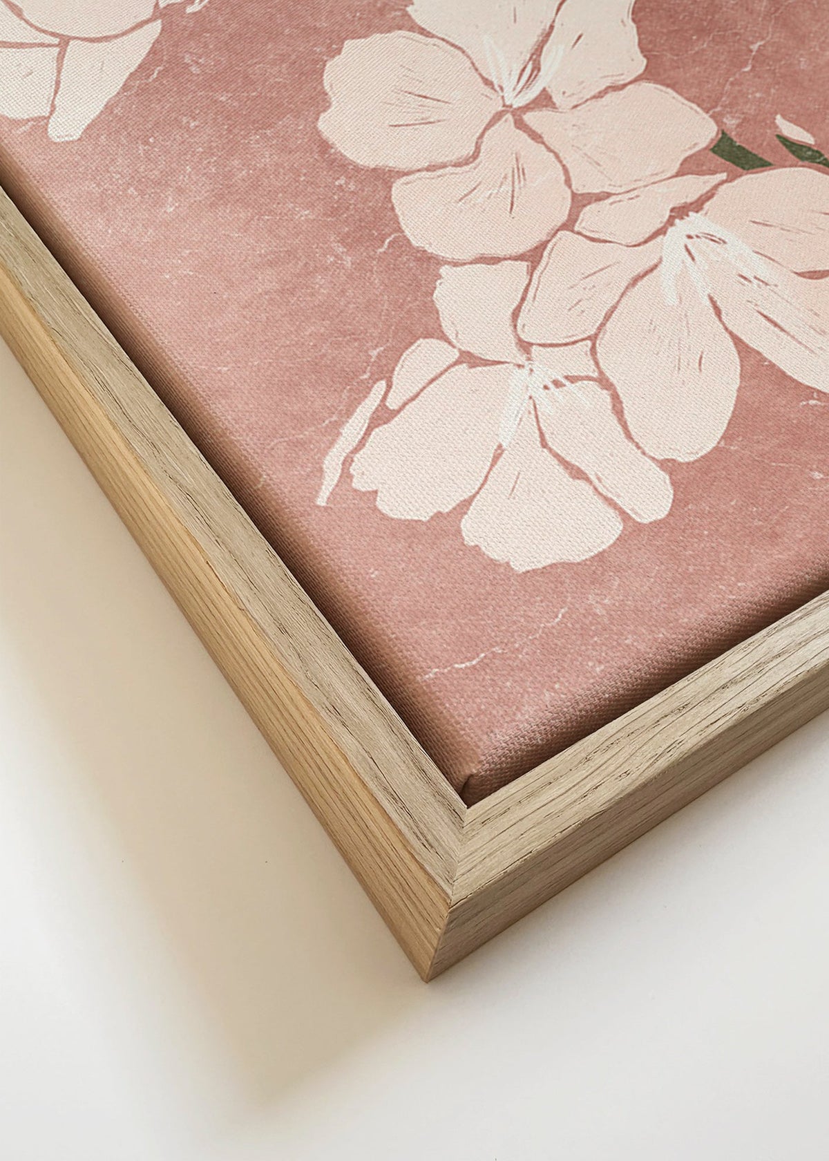 Botanisk poster rosa blommor med vintagestruktur – Canvas detail