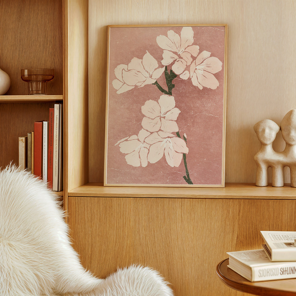 Botanisk poster rosa blommor med vintagestruktur – Product3
