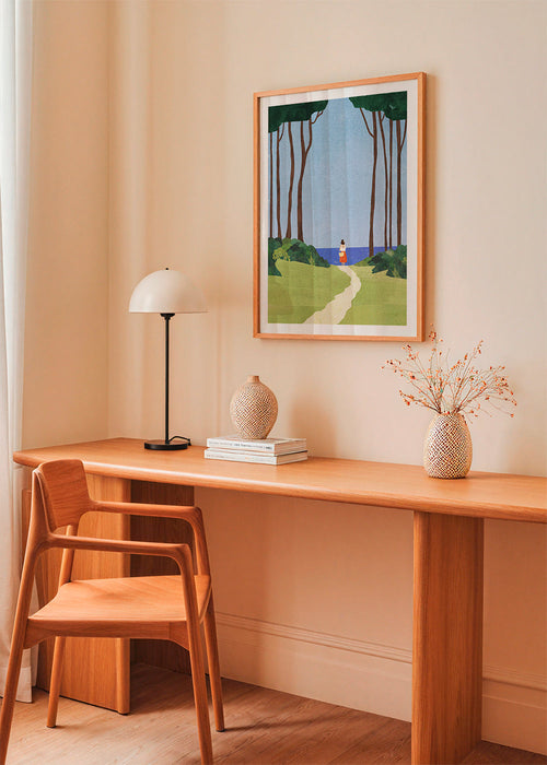 Landskapsbild med figur vid kusten