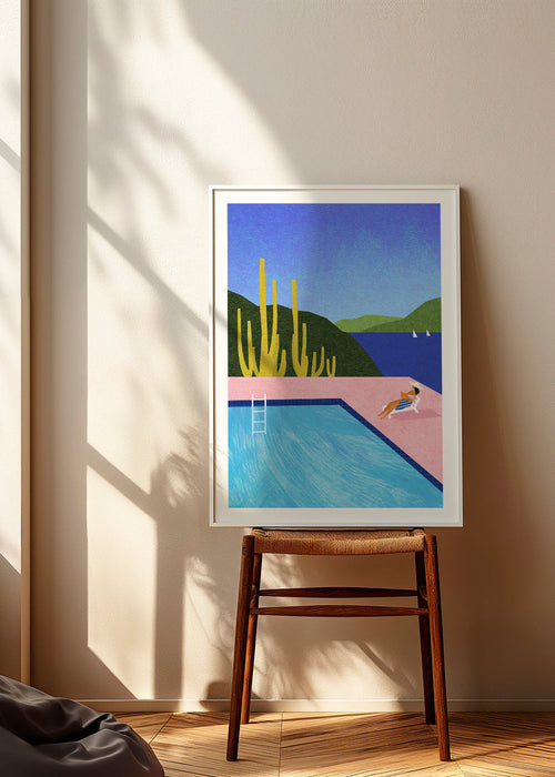 Illustration pool vid havet