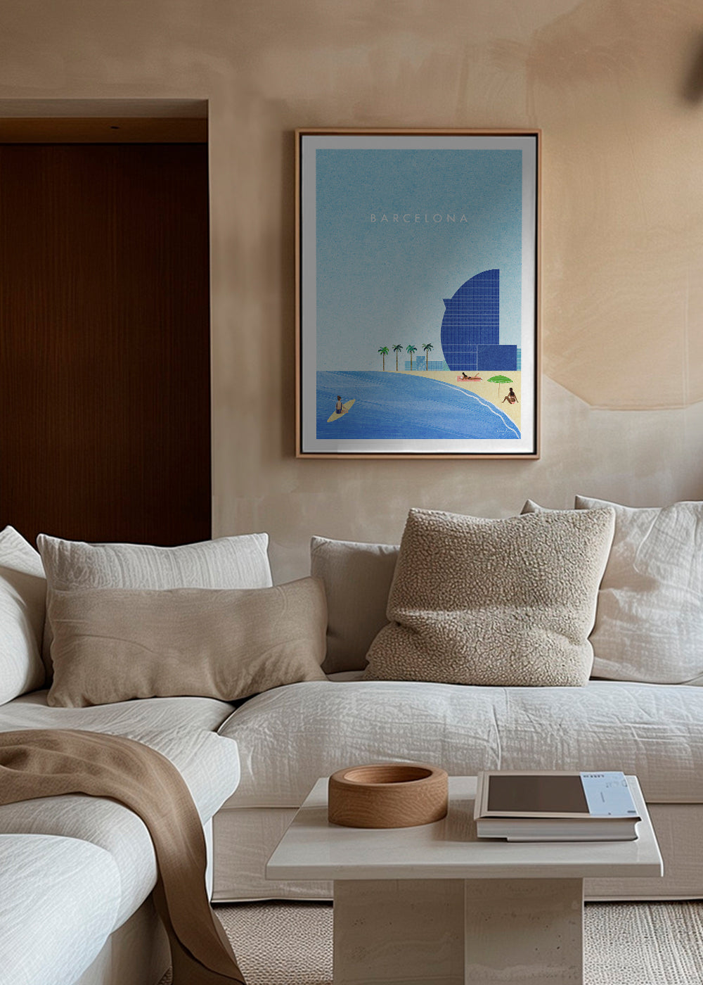 Reseposter Barcelona strandillustration