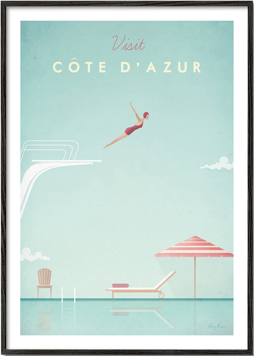 Vintage affisch Côte d'Azur dykerska