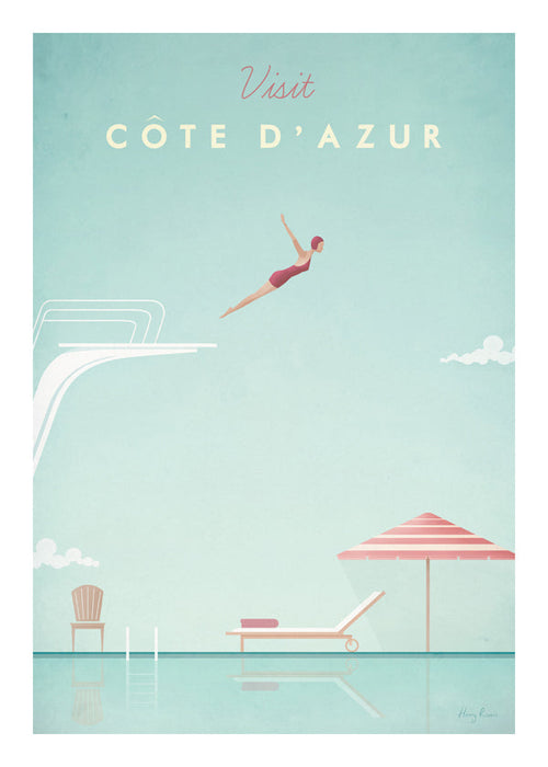 Vintage affisch Côte d'Azur dykerska
