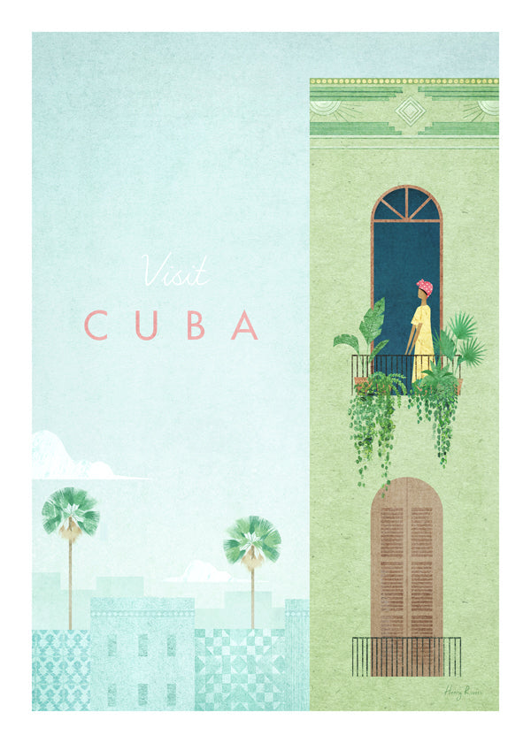 Reseaffisch: Kuba balkongillustration