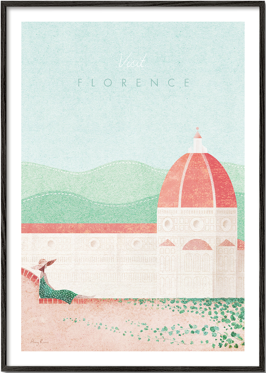 Stadsposter: Florens Duomo i pastellillustration