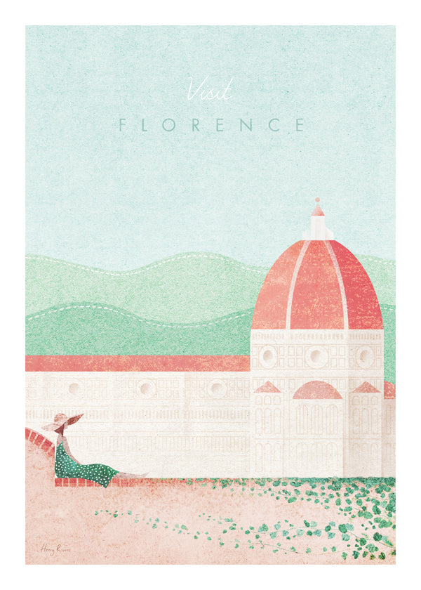 Stadsposter: Florens Duomo i pastellillustration