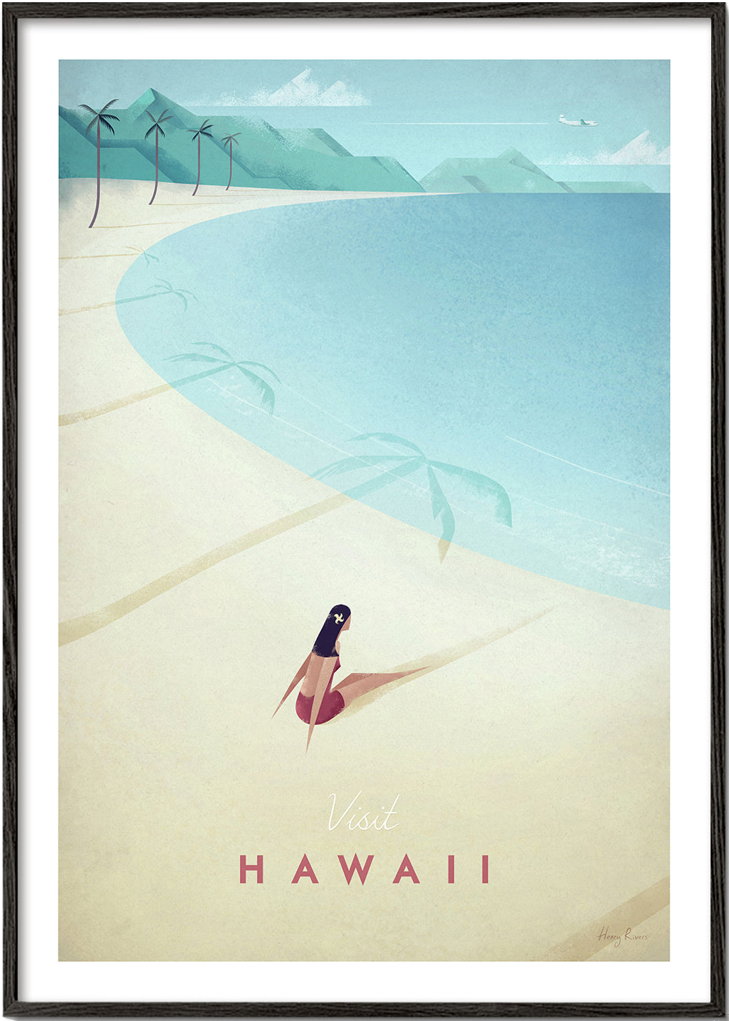 Reseaffisch Hawaii: vintage strandkonst