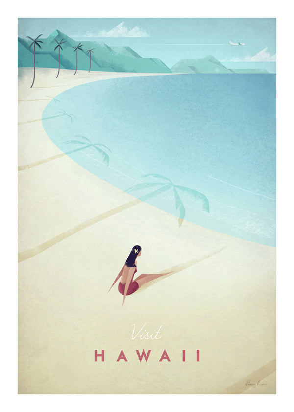 Reseaffisch Hawaii: vintage strandkonst