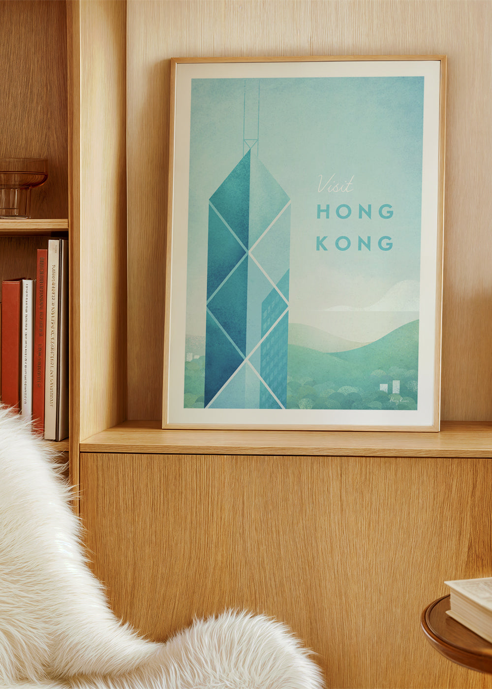 Reseaffisch Hong Kong, minimalistisk skyline