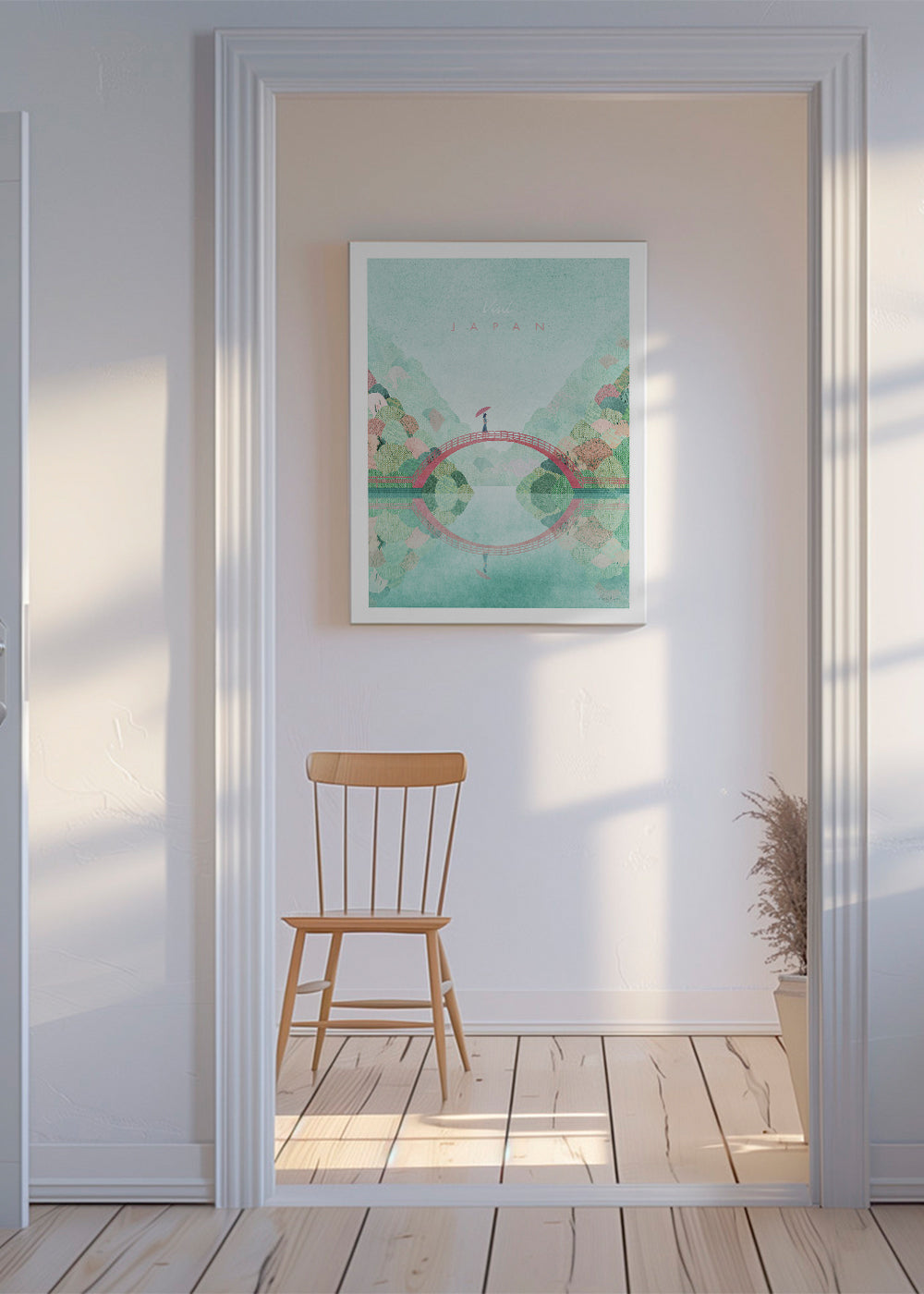 Landskap konst: japansk bro med reflektion