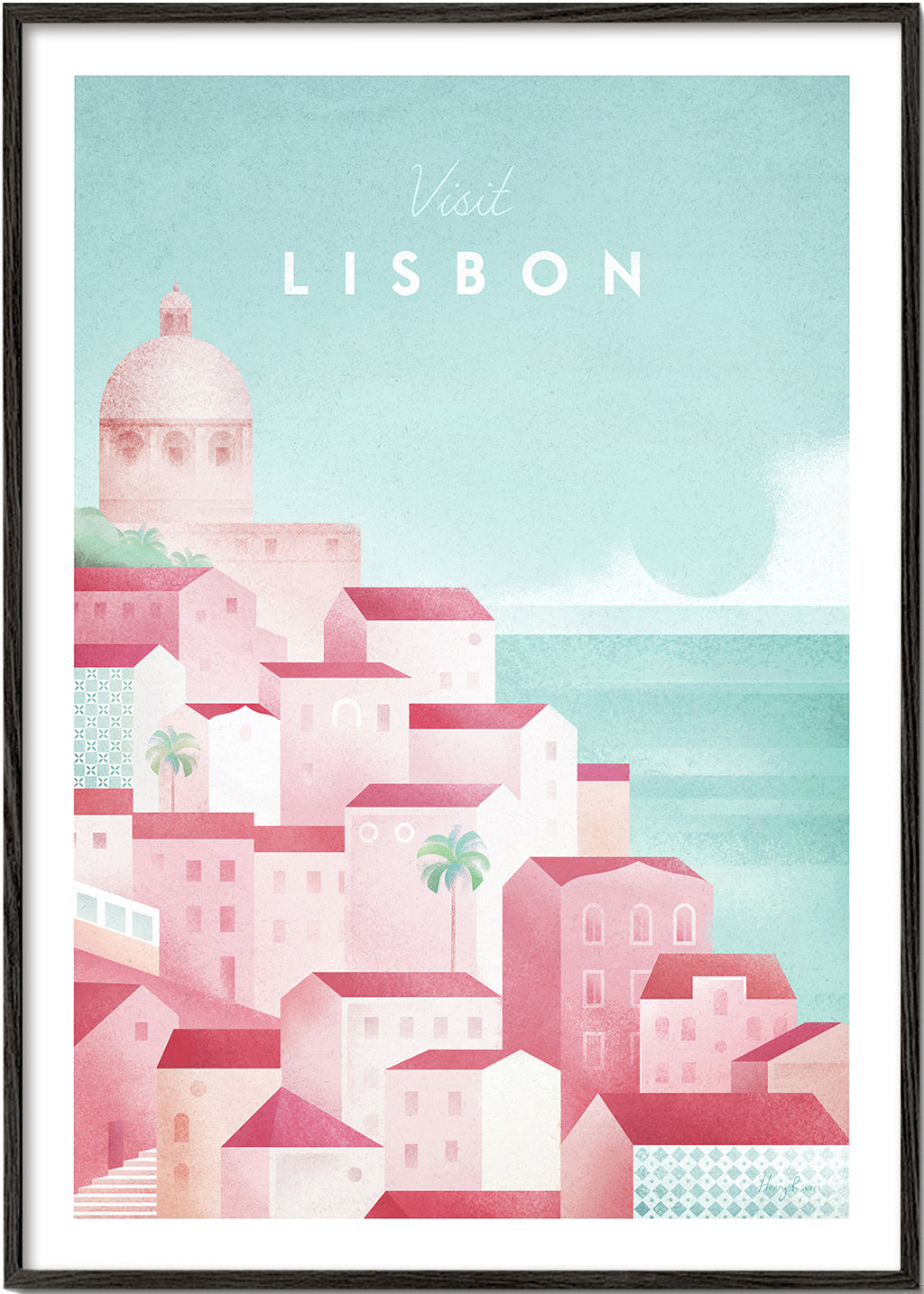 Reseposter Lissabon rosa och aqua