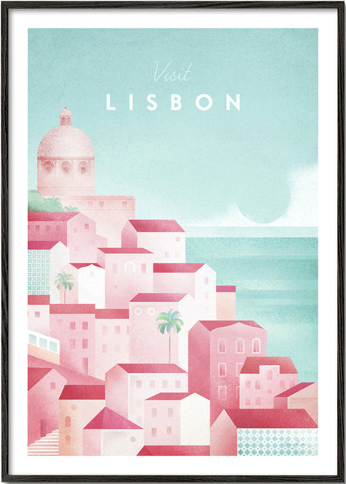 Reseposter Lissabon rosa och aqua