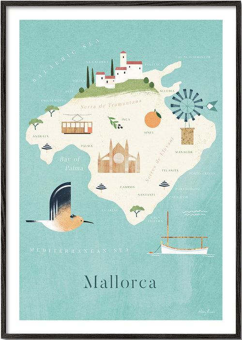 Kökskonst Mallorca illustrerad karta