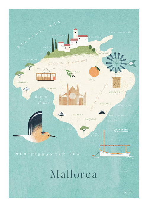 Kökskonst Mallorca illustrerad karta